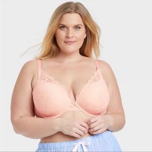 Auden The Sublime Pink Lace Plunge Bra 44DDD